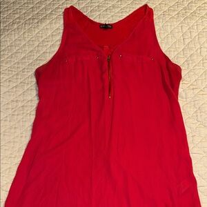 Express Bright Red Sleeveless Zip-Front Tank with Stud Detail